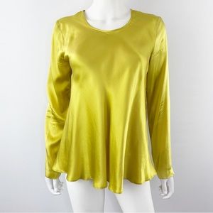 Forte Forte La Seta Chartreuse Long Sleeve Blouse Size 0 XS 100% Silk Top